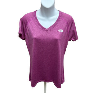 The North Face Womens Shirt Size Medium Short Sleeve V-neck Athletic Pink Top